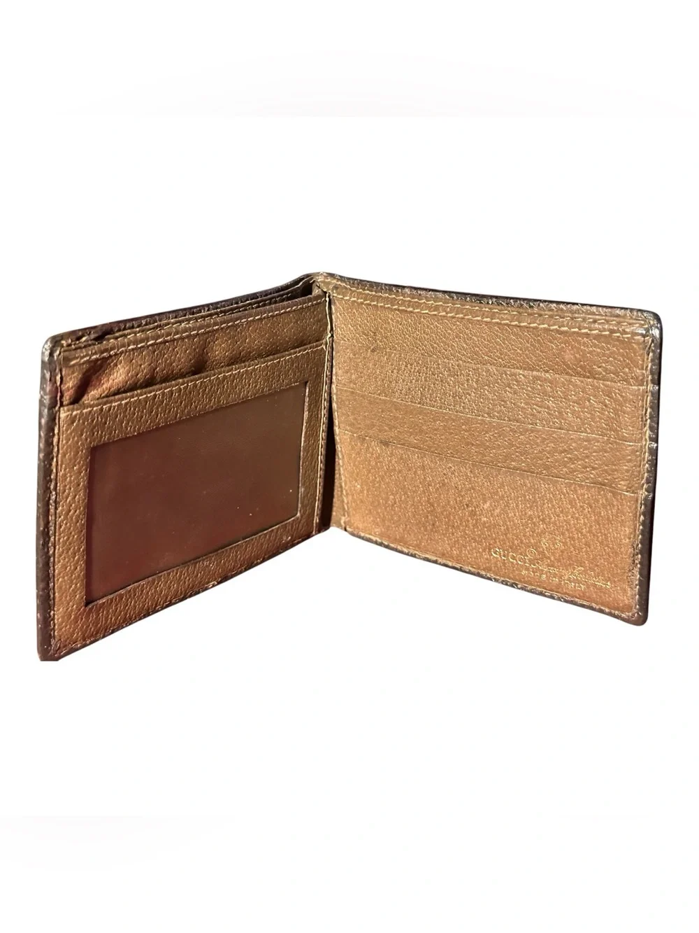 Gucci Beige and Brown GG Canvas Wallet with Leather Trim